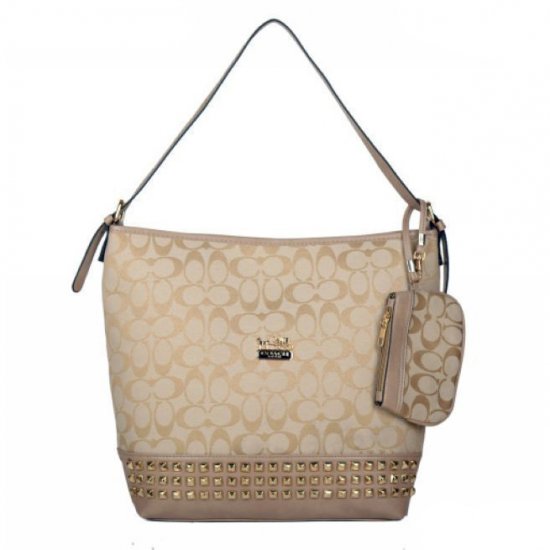 Coach Legacy Duffle In Stud Signature Medium Khaki Shoulder Bags BDE | Women - Click Image to Close